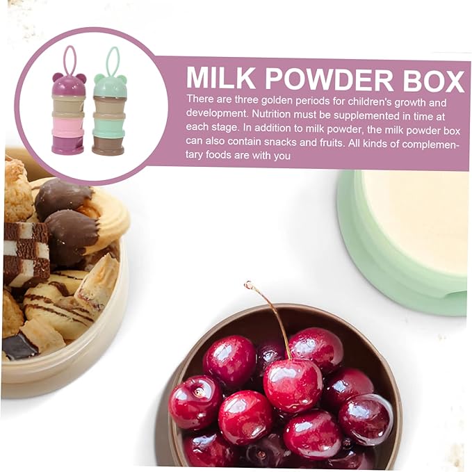 2Pcs Portable Dispenser with Compartments Milk Powder Holder Go Feeding Versatile Food Container for Snacks Food
