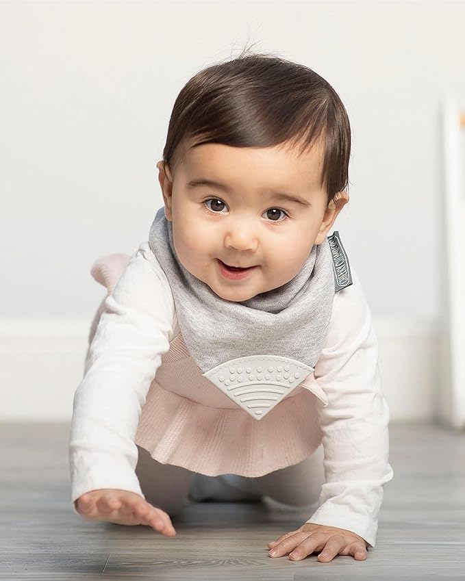 Cheeky Chompers Neckerchew Teething Bib, 2-in-1 Bandana Style Bib w/Food Grade Silicone Teether