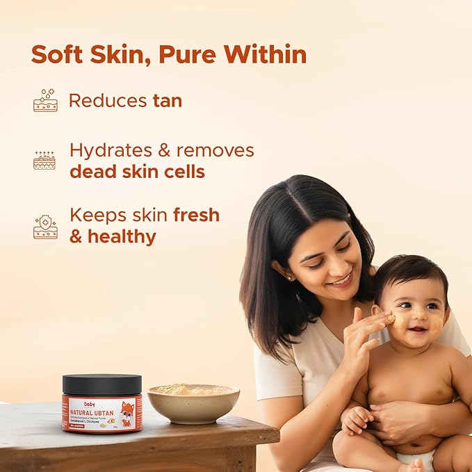 Baby Organo Babyorgano Natural Ubtan For Skin Tan Removal L Bath Powder For Kids And Women L Soft Glowing Skin With Green Gram L Sandalwood And Turmeric L 100% Ayurvedic Fdca Approved - 100 g