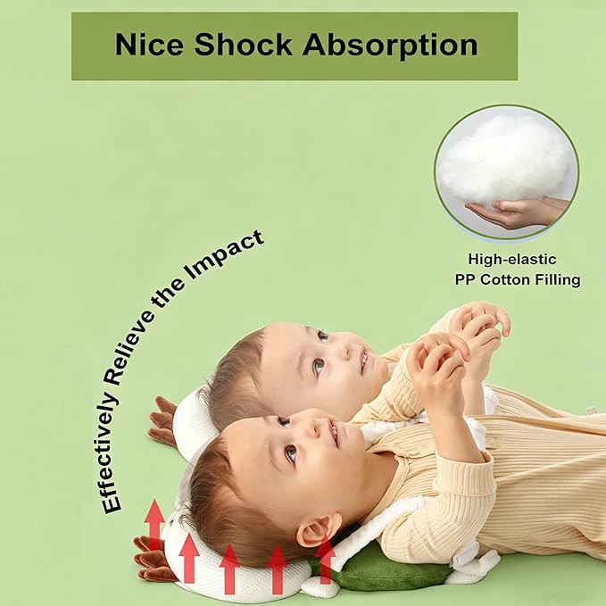Baby Head Protector Backpack, Toddler Baby Head Protection Backpack with Baby Knee Pads Alarm Function for Walking & Crawling, Soft, Breathable and Wearing Safety Baby Head Protector- Green Turtle
