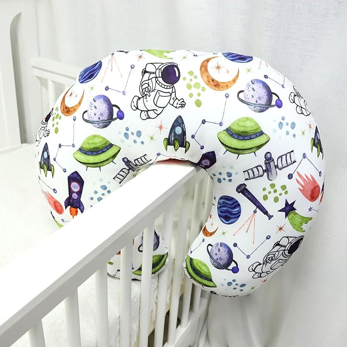 TANOFAR Nursing Pillow Cover Boy, Stretchy Breast Feeding Pillow Covers, Soft & Skin-Friendly, Removable Nursing Support Pillow Slipcover, Space Shuttle