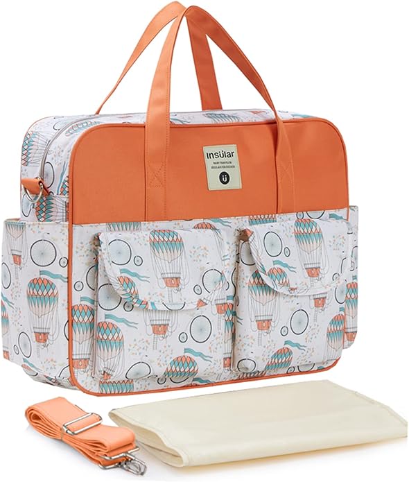 Kamay's Mummy Shoulder Bag Diaper Bag Chic Nappy Changing Bag Tote/Messenger Style Large with Changing Mat, Adjustable Straps