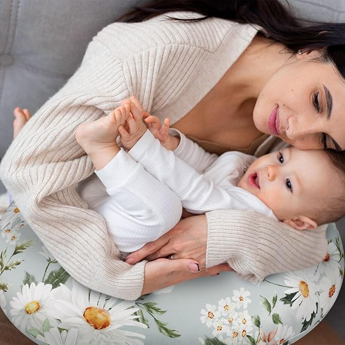 Pea Pod Nursing Pillow Cover Breastfeeding Pillow Slipcover for Moms Soft Breathable, Newborn Infant Feeding Pillow Covers for Baby Girl Boy, Daisy