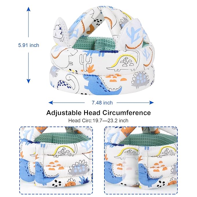 Accmor Baby Head Protector for Crawling Walking, Cute Baby Helmet No Bumps and Soft Cushion, Adjustable Infant Safety Cap, Breathable Protective Headguard Anti-Collision Toddler Helmets for 6m-24m Kid