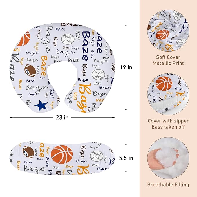 Dyoart Baby Nursing Pillow Cover, Custom Breastfeeding Bottle Pillow Slipcover, Personalized Gift for Infant Boys Girls,Ball, Ultra Soft Comfortable(one Size)