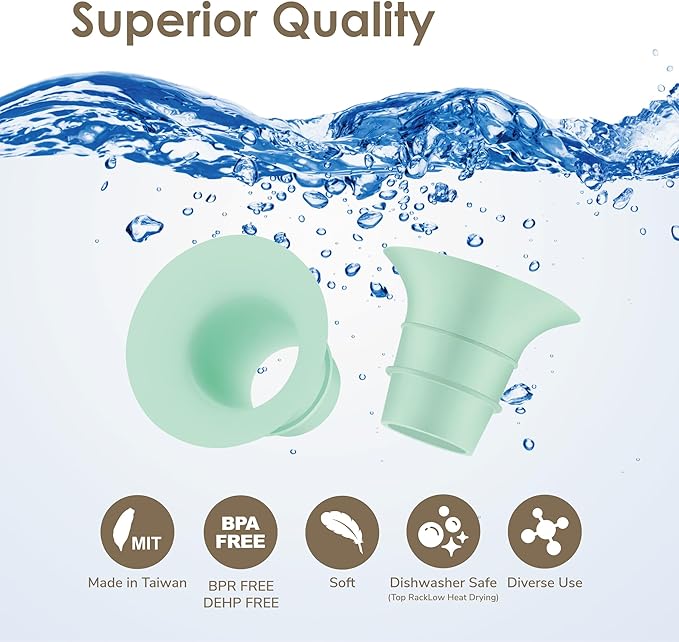 Maymom 18 mm Flange Insert Green Compatible with Elvie Single/Double Electric, Elvie Stride Cup (24mm), Compatible with Medela PersonalFit Flex Shield, Not Original Elvie Replacement Parts