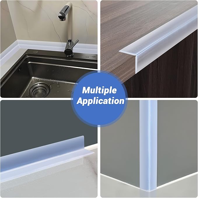 Wall Corner Protector, Peel and Stick Wall Corner Trim, Flexible Rubber Molding Wall Corner Guard, L Shaped Self Adhesive Edge Protector Moulding Trim for Wall Edge Ceiling, Clear, 3/4in,10Ft