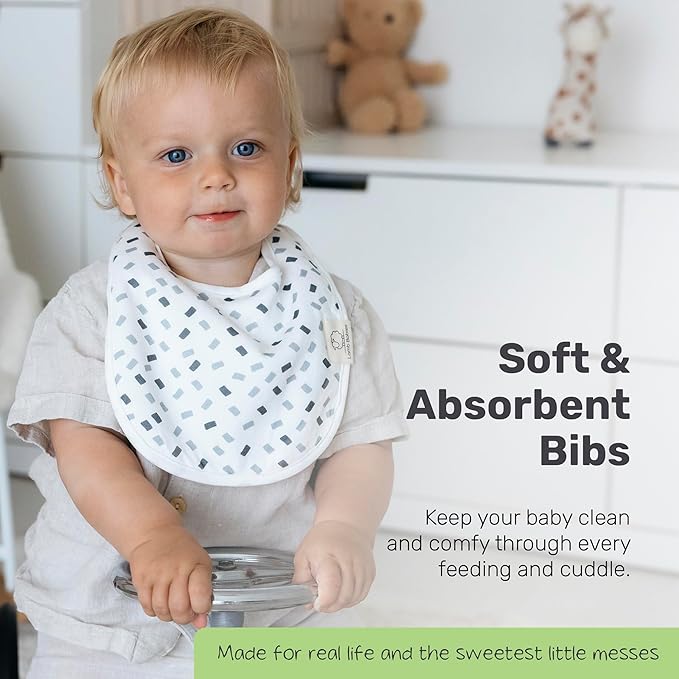 Snug Baby Drool Bibs, Absorbent, Lightweight, and Premium Cotton Baby Bibs for Drooling and Teething