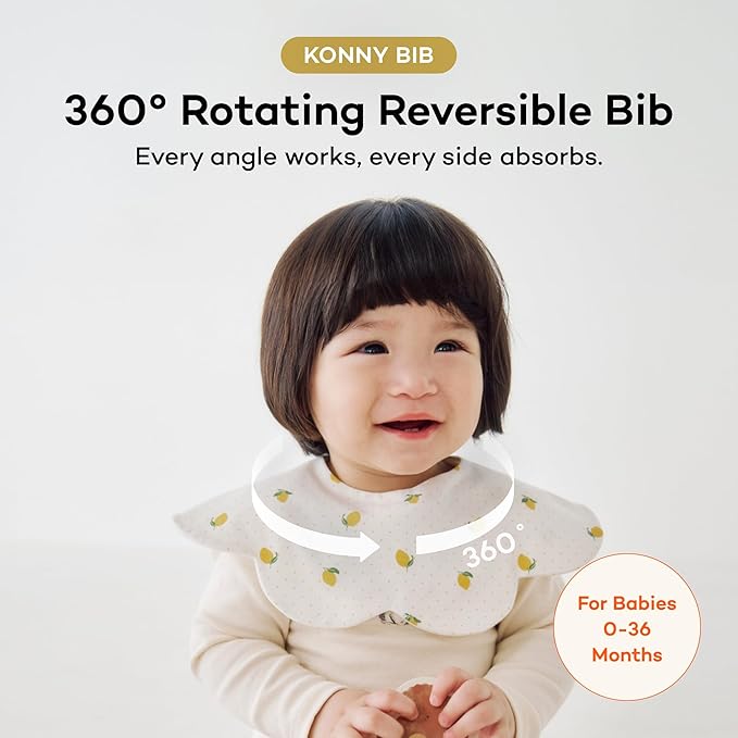 Konny Baby Bib 3/5/7-Pack Set, 360 ° Rotate, Soft and Absorbent Drooling for Toddler Boys Girls Baby Essentials