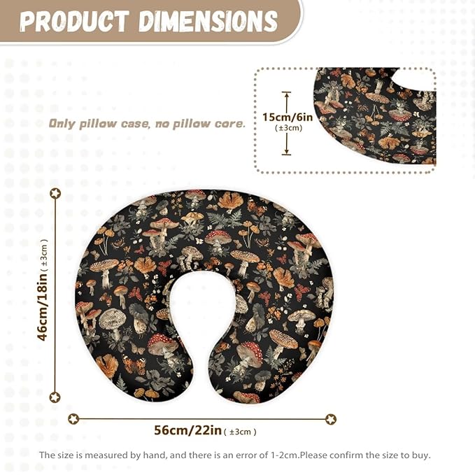 Mushroom Forest Nursing Pillow Cover for Baby Boys & Girls - Breastfeeding Moms Slipcovers Fits Original Support Pillow