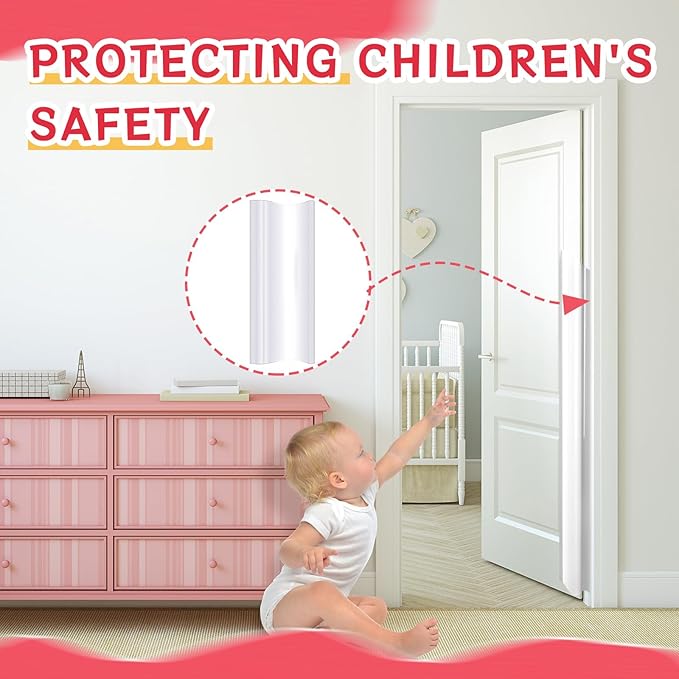 TrelaCo 6 Pcs Baby Proofing Door Pinch Guard, Hinge Cover, Door Edge & Corner Guards Protector for Kids Finger Safety, Heavy Duty Jam Shield, Translucent