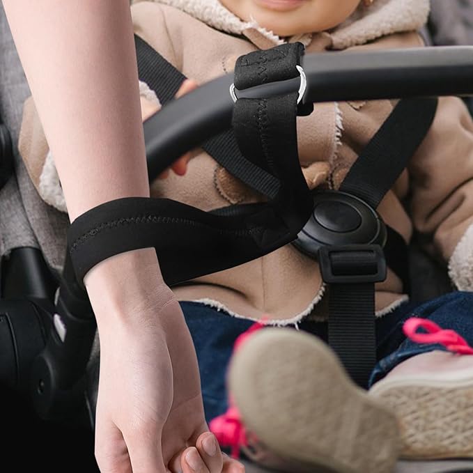 Baby Stroller Safety Wrist Strap Adjustable Wristband with D-Rings for Secure Jogging Stroller and Pushchair Safety 17.32X1.57 Inches