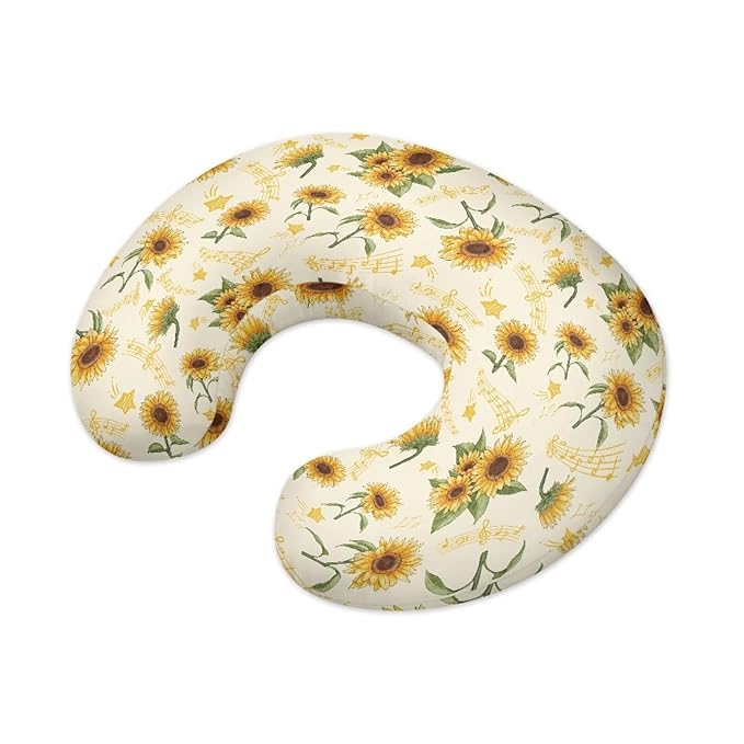 Sunflower Music Note Nursing Pillowcase for Newborn Baby Boys Girls, Ultra Soft Nursing Pillow Covers for Maternity Mom Stretchy Nursing Pillow Fit for Most Nursing Pillow Core
