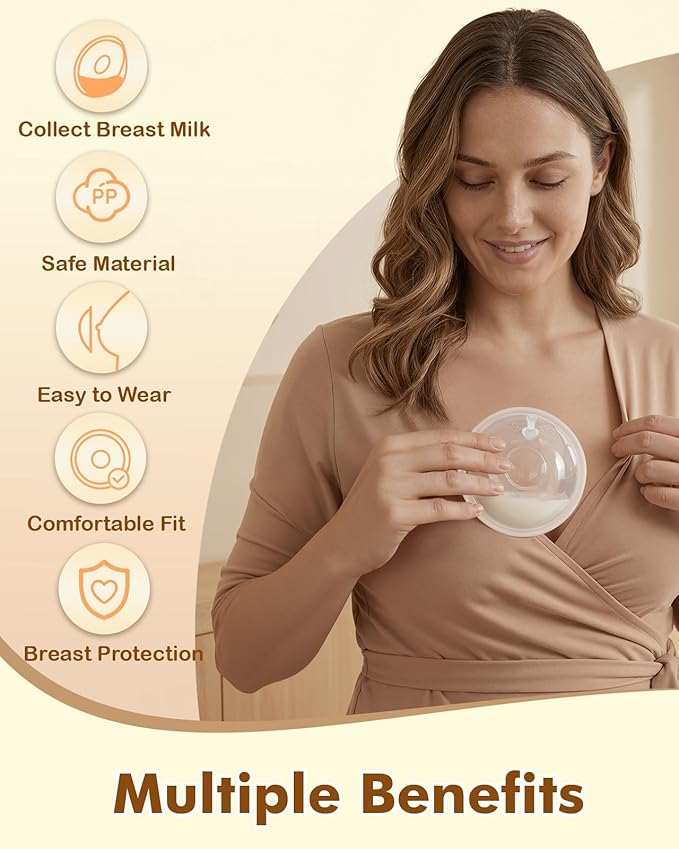 Lictin Breast Milk Collector, Milk Collectors for Breastfeeding, 2PCS Breastmilk Cups, 60ML Milk Collection Shells with 10PCS Milk Storage Bags(Silicone Storage Box), Milk Catcher for Nursing Moms