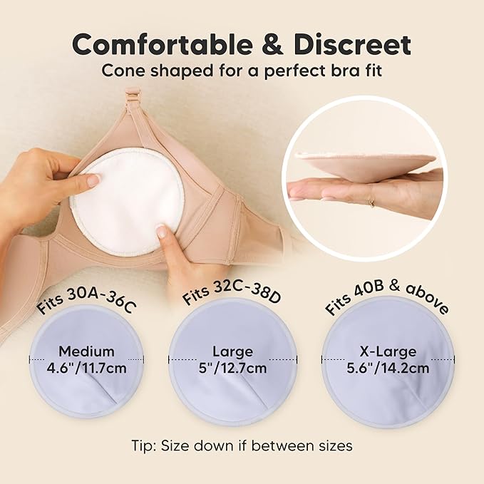 Organic Nursing Pads - 14 Washable Breast Pads for Breastfeeding, Wash Bag, Viscose Derived from Bamboo Reusable Nipple Covers for Breastfeeding Essentials, Soft & Absorbent (Violet, L 5")