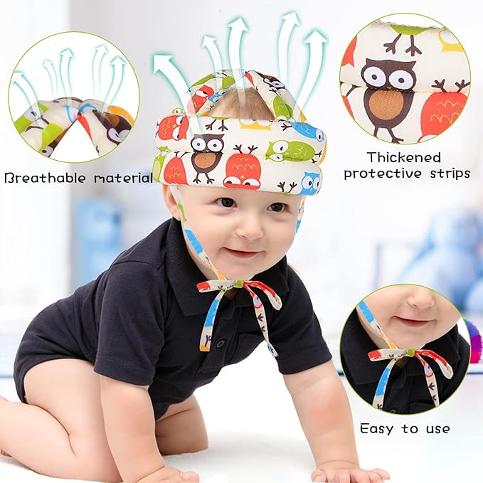 Toddler Baby Safety Helmet, Adjustable Cushion Breathable Infant Baby Protection Hat