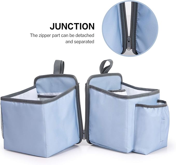 MOMIGO Baby Diaper Caddy Bag Stacker Organize - Nursery Storage Bin for Diapers, Wipes & Toys with Insulation Pocket - 2pcs Diaper Organizer for Crib Wall (Blue)