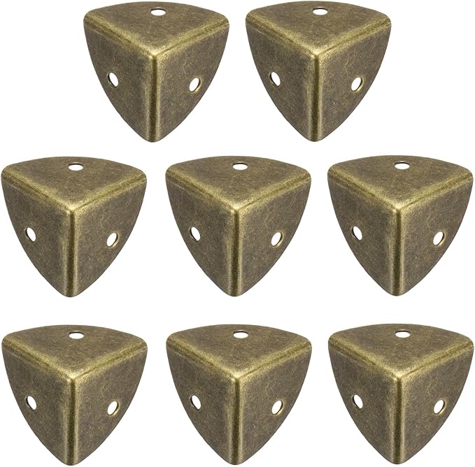 uxcell 8PCS Metal Corner Protector 1 x 1 x 1 Inch Box Edge Guard Protector Zinc Alloy Cabinets Speaker Corners Protector for Furniture Decorative (Vintage Bronze Tone)