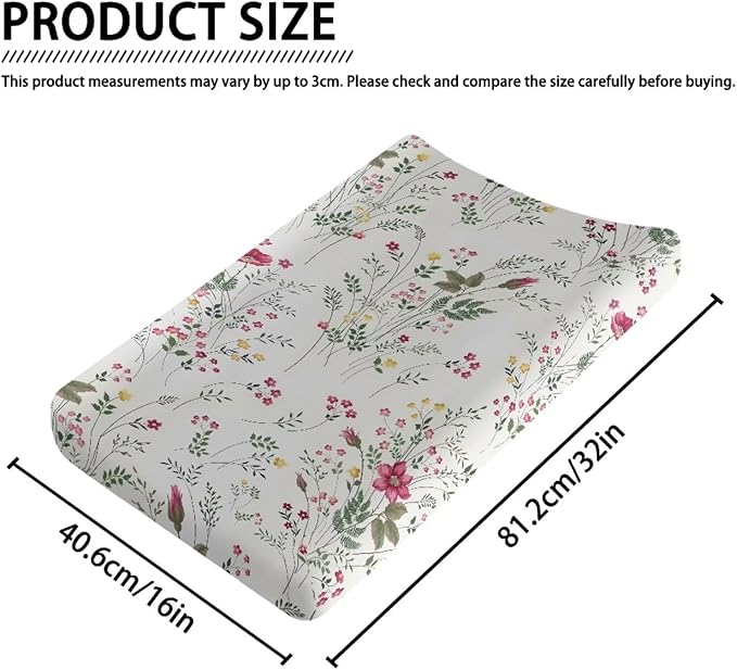 Floral Changing Pad Cover Waterproof Stain Resistant Universal Tray Table Mat Cozy Table Sheets Stretchy Breathable Nursery Pad Change Cover