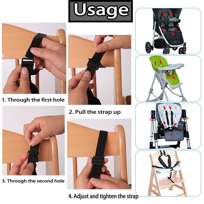 Universal 5 Point Harness Strap, Adjustable Harness Belt, Safety Harness Seat Belt for High Chair/Pushchair/Stroller, Full Protection Child Kid Harness Belt