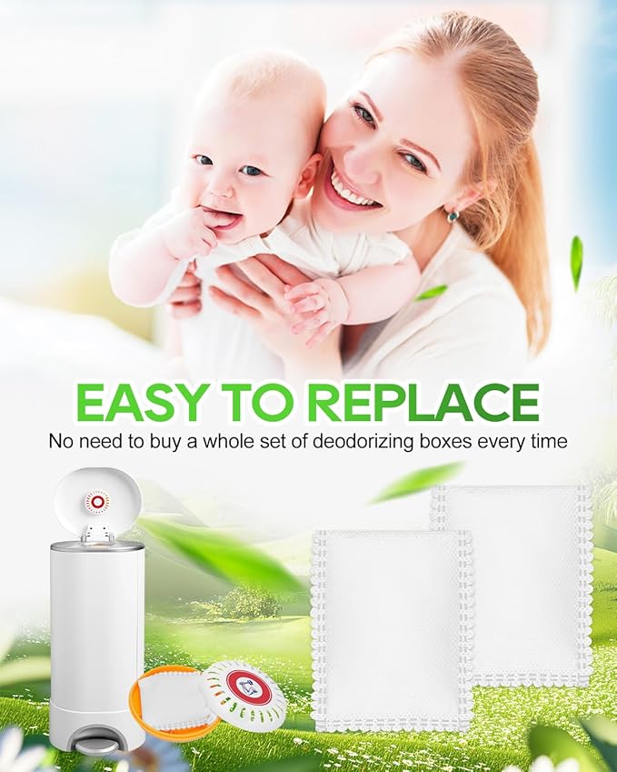 Diaper Pail Deodorizer Odor Absorber Compatible with Munchkin Arm & Hammer Puck Baking Soda Cartridge, Lavender Scented Diaper Pail Odor Eliminator, 12 Pack