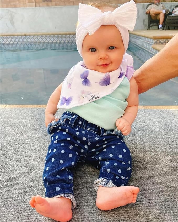 DiaperSquad's 100% Organic Cotton Baby Drool Bibs, Super Absorbent & Adjustable Baby Bibs for Drooling and Teething