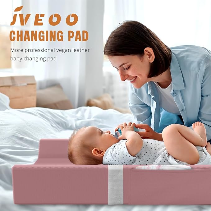 Vegan Leather Baby Changing Pad, Waterproof & Wipeable Soft Diaper Changing Mat 32“ x 16.6" Comfortable Infant Changing Station for Dresser & Table