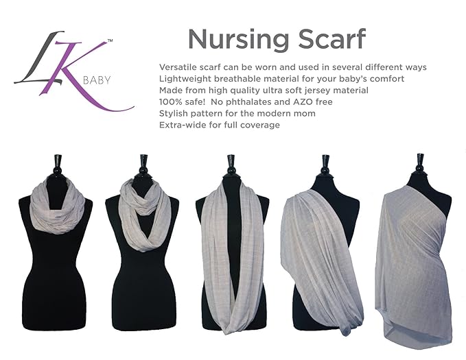 Nursing Covers for Breastfeeding, Soft Infinity Scarf Shawl Cover Up - Lightweight, Breathable Privacy Nursing Wrap in Black