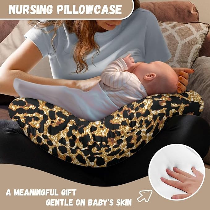 Leopard Nursing Pillow Cover for Infant Removable Neutral Breastfeeding Pillow Cover Soft Stretchy Breastfeeding Pillow Slipcover