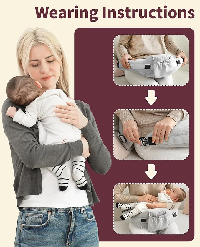 Nursing Pillow - with 2 Removable Cotton Cover, Firm Springy Memory Foam - Adjustable Waist Strap, Ergonomic Support, with Removable Backrest, Easier Breastfeeding