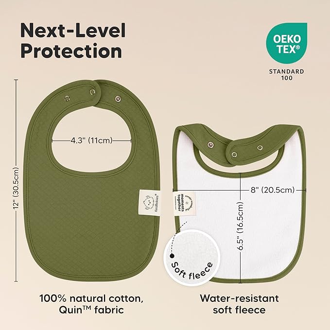 KeaBabies 8-Pack Organic Baby Bibs for Girls, Boys - Quilted Cotton Cloth Baby Drool Bibs for Drooling and Teething Toddler, Newborn, Infant, Soft & Super Absorbent (Basics)
