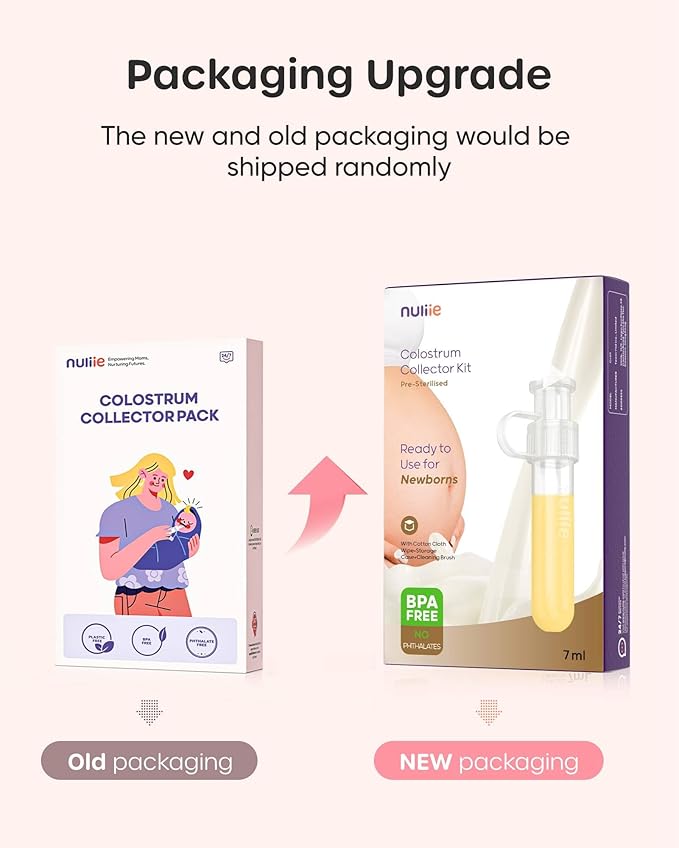 Nuliie Colostrum Collector Kit 7ml/8pcs, Leakproof, Reusable Breast Milk Collector, Heat & Freezer Resistant, BPA-Free, With Cotton Cloth Wipe, Storage Case, Cleaning Brush - Ready-to-Use for Newborns