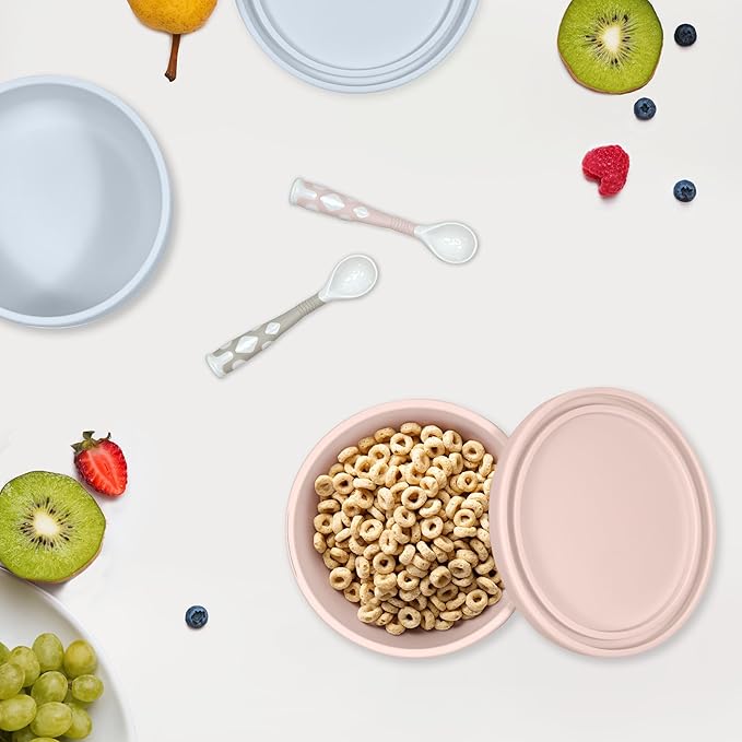SILISNACK by Kushies Versatile on the Go Silicone Bowl/Snack/Food. Travel Storage Container for Babies and Toddlers. 100% Food Grade Silicone - Microwave, Dishwasher and Freezer Safe - Day Dream Grey