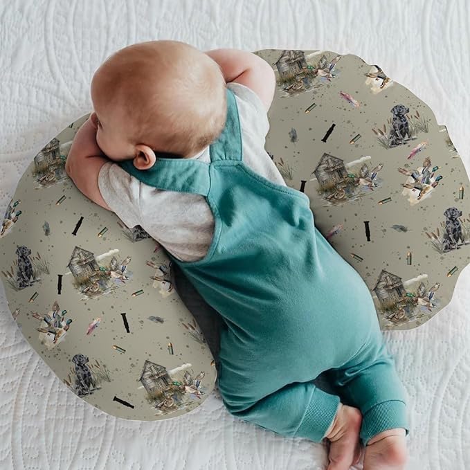 Vintage Duck Hunting Hunter Baby Nursing Pillow Covers for Boy Girl Retro Mallard Ducks Dog Farmhouse Nursery Pillowcase for Breastfeeding Pillows Wild Bird Soft Stretchy Slipcover for Newborn Infant