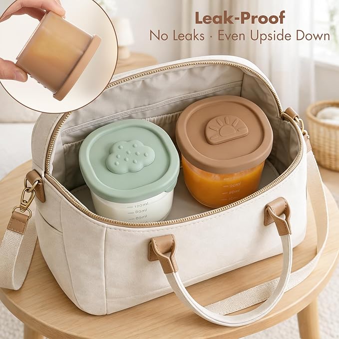 Baby Food Containers with Lids Silicone Baby Food Storage Containers for Infants & Toddlers, Leakproof Freezer-Safe Reusable Baby Food Jars for Breastmilk & Solid Foods, 4oz Silicone Containers 8PK