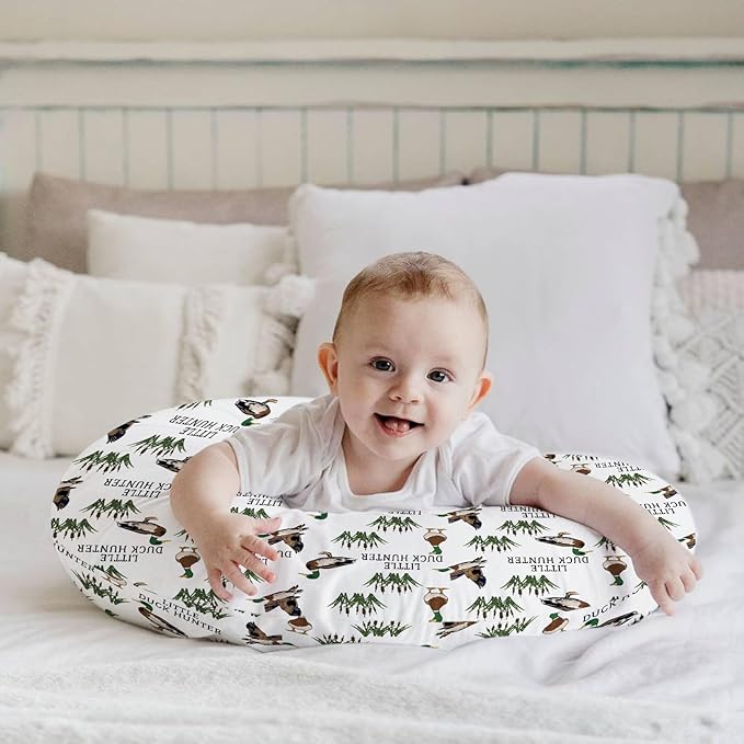 HawSkgFub Little Duck Hunter Mallard Hunting Nursing Pillow Cover for Baby Boys Girls, Wild Animal Reed Breastfeeding Pillow Slipcover, Nursing Pillowcase for Newborn Infant, Cover Only