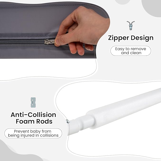 INFANS Bed Rail for Toddlers, 59" Foldable Safety Baby Crib Rail Fit for Kids Twin, Extra Long Swing Down Bed Guardrail for Convertible Crib, Queen, Full, King Mattress Side Guard (Gray)