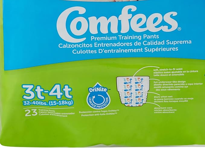 Attends Comfees Toddler Toddler Training Pants Size 3T to 4T 32 to 40 lbs. CMF-B3, 23 Ct