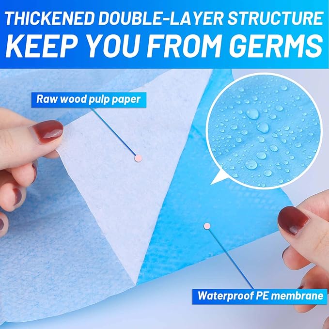 50 Pack Toilet Seat Covers Disposable - Waterproof 16x24 Inch Extra Large Individually Wrapped Toilet Seat Shields Travel Accessories for Adults Kids