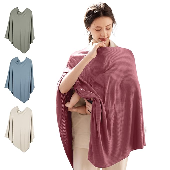 BubblePanda Rayon Made from Bamboo Nursing Cover for Baby Breastfeeding,360° Full Privacy Soft & Breathable Breastfeeding Covers Up for Women,Machine Washable Nursing Shawl,Stretchy Carseat Cover
