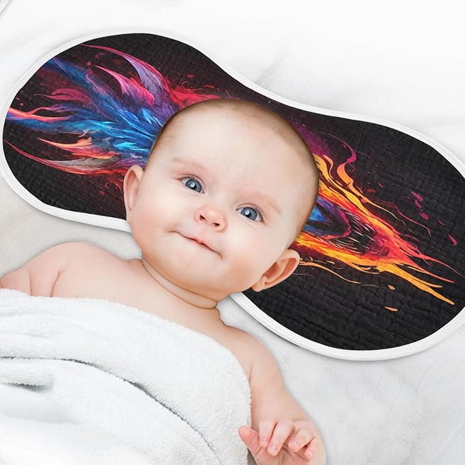 2 Pack Muslin Burp Cloths Dragon Fire Black Print Cotton Baby Burp Cloths Absorbent Soft Burping Cloth Washcloths for Newborn Babies 22x11 Inch