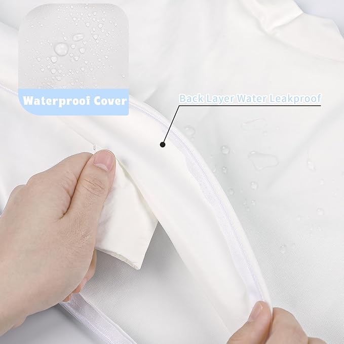 Hooyax Baby Waterproof Nursing Pillow Cover, Stretchy Nursing Covers for Breastfeeding Pillows, Adorable Infant Feeding Pillow Slipcover for Baby Boy and Girls (White)