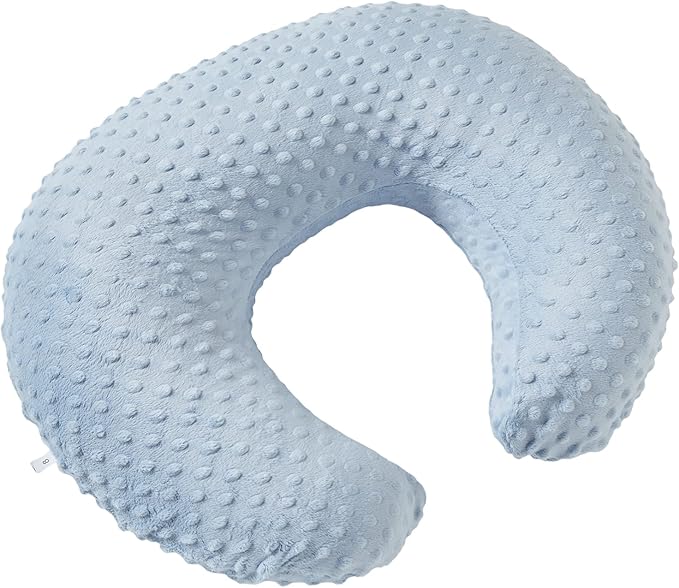 Nursing Pillow and Positioner with Cover for Breastfeeding and Bottle Feeding, Propping Baby, Tummy Time, Baby Sitting Support, Awake-Time Support (Blue, 22" x 17.7" x 5.9")