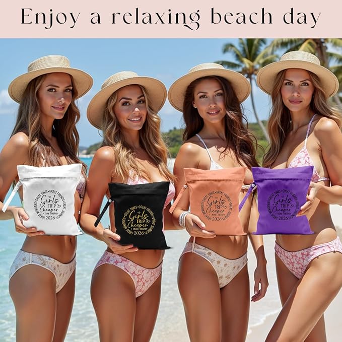 4Pcs Girls Trip Gifts Wet Dry Bag, Aloha Bags Beach Bag Wet Bag Favors, Sunscreen Bags Swimsuit Toiletry Travel Essentials For Women, Beach Travel Laundry bags for Dirty Diaper Swimsuit Gifts