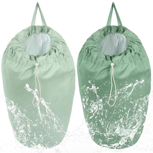 Nuogo 2 Pack Reusable Diaper Pail Liner Bags Hangable Pail Liner with Strap Washable Cloth Diaper Liners Waterproof Cloth Diaper Wet Bag Pail Pouch for Cloth Diaper, Dirty Diapers, Laundry and Garbage