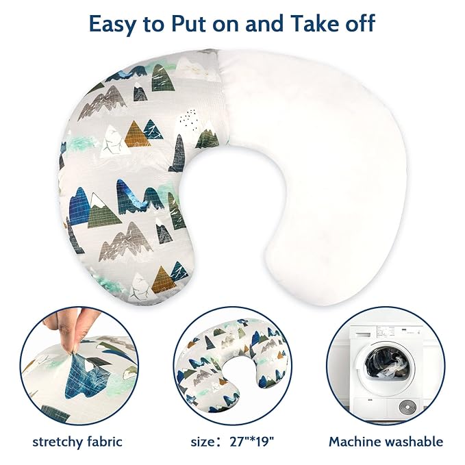 TANOFAR Nursing Pillow Cover, Neutral Breastfeeding Pillow Slipcover for Baby Boys & Girls, Ultra Soft Comfortable Newborn Nursing Pillow Case, Breathable & Washable, Adventure Mountain