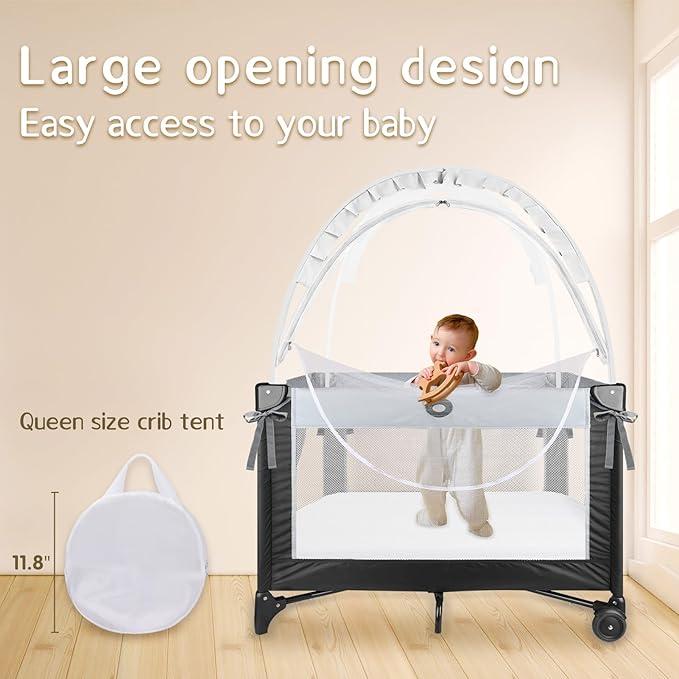 Crib Tent to Keep Baby from Climbing Out - Crib Net to Keep Baby in - Mesh Crib Climbing Prevention, Pop Up Crib Tent, Two-Way Self-Locking Metal Zipper (White, Small)