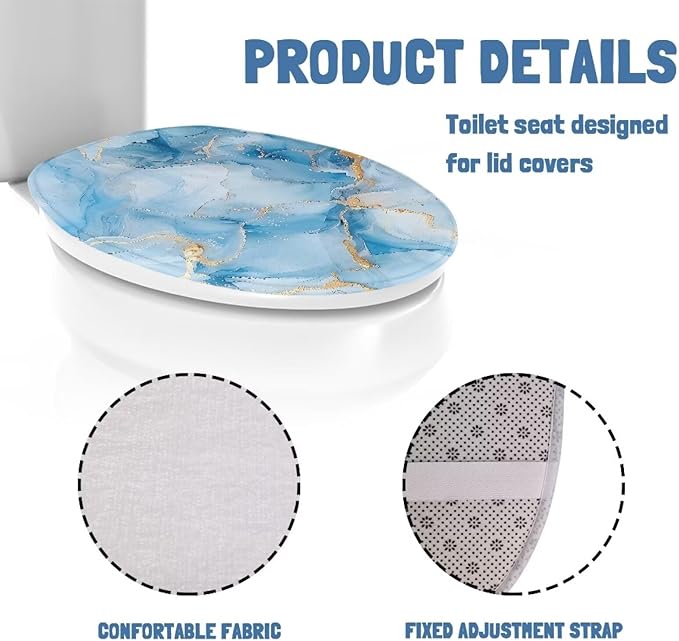 Blue Marble Toilet Lid Covers - Polyester Fabric Bathroom Seat Covers - Elastic Bottom - Soft and Breathable - Universal for Most Toilet Bowl Lids