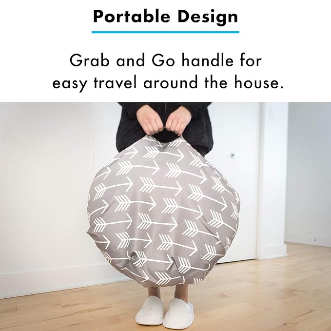 Nursing Pillow Cover for Baby Girls and Boys | Soft Water Resistant and Machine Washable Fabric | Unisex Blue Arrow Print Design | Great for Breastfeeding and Bottle Feeding Mothers