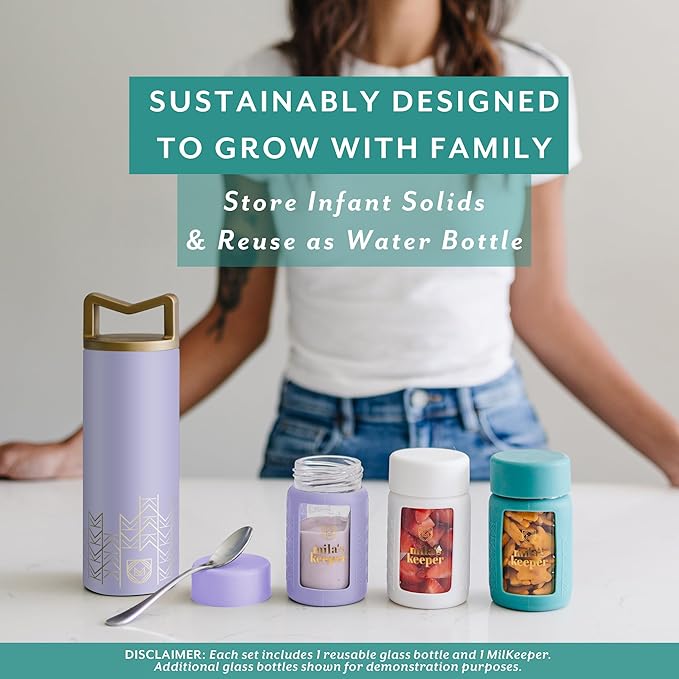 Mila's Keeper Portable Insulated Breast Milk Cooler Set | 20 Hr Storage | Cooler, Breast Milk Storage Bottle & Ice Pack for Travel | Fits Leading Pumps | Standard Neck Lavender Fields